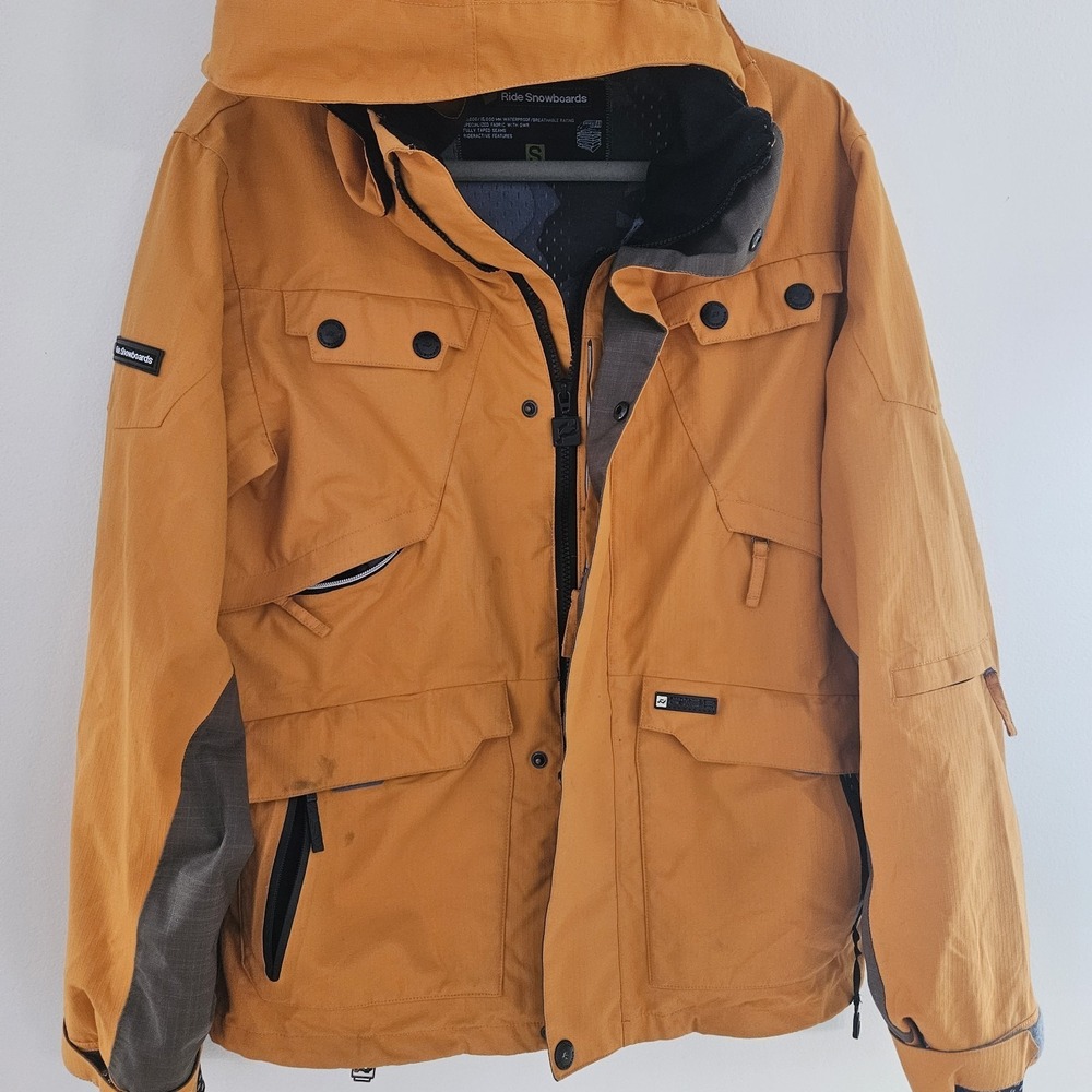 Ride Snowboards Men's Winter Coat Size Small Orange And Black Removeable Hood